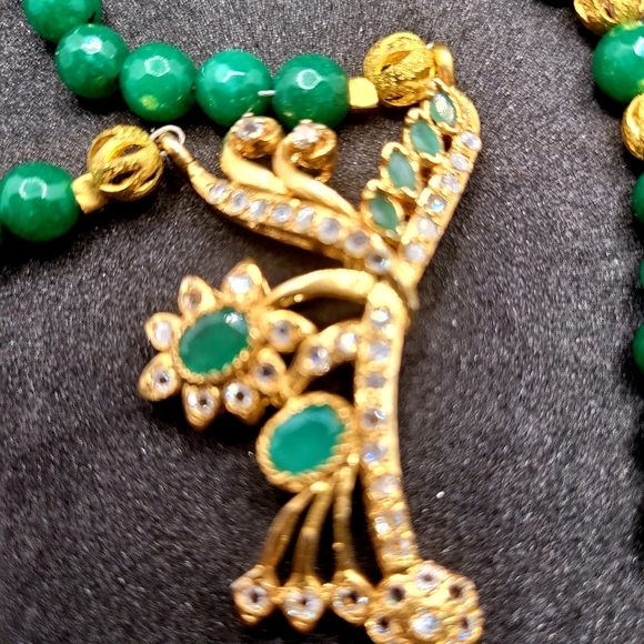 NATURAL STRAND GREEN EMERALD ROUND BEADS NECKLAC - Picture 2 of 9